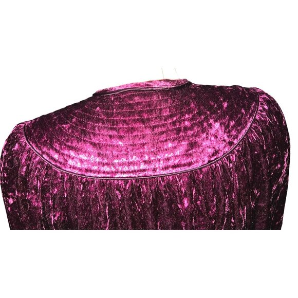 Vintage GS Purple Velvet Velour V Neck Button Front Night Gown Sz Medium Womens - Picture 14 of 16